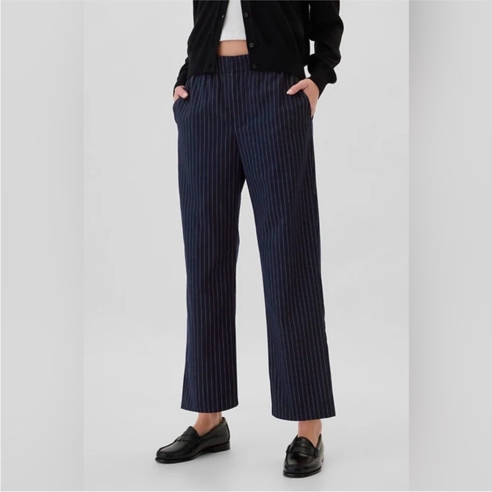Gap Factory Navy Pinstripe Recycled Mid Rise Easy Straight-Leg Pants
